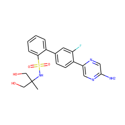 CC(CO)(CO)NS(=O)(=O)c1ccccc1-c1ccc(-c2cnc(N)cn2)c(F)c1 ZINC000224750058