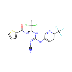 CC(Cl)(Cl)[C@@H](NC(=O)c1cccs1)N/C(=N/C#N)Nc1ccc(C(F)(F)F)nc1 ZINC000028866476