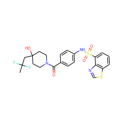 CC(F)(F)CC1(O)CCN(C(=O)c2ccc(NS(=O)(=O)c3cccc4scnc34)cc2)CC1 ZINC000221302840