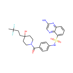 CC(F)(F)CCC1(O)CCN(C(=O)c2ccc(NS(=O)(=O)c3cccc4nc(N)cnc34)cc2)CC1 ZINC000217710525