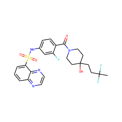 CC(F)(F)CCC1(O)CCN(C(=O)c2ccc(NS(=O)(=O)c3cccc4nccnc34)cc2F)CC1 ZINC000217753285