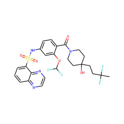 CC(F)(F)CCC1(O)CCN(C(=O)c2ccc(NS(=O)(=O)c3cccc4nccnc34)cc2OC(F)F)CC1 ZINC000217719638