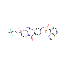 CC(F)(F)CCC1(O)CCN(C(=O)c2ccc(NS(=O)(=O)c3cccc4scnc34)cc2C#N)CC1 ZINC000217750113