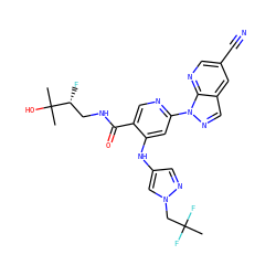 CC(F)(F)Cn1cc(Nc2cc(-n3ncc4cc(C#N)cnc43)ncc2C(=O)NC[C@@H](F)C(C)(C)O)cn1 ZINC001772614599