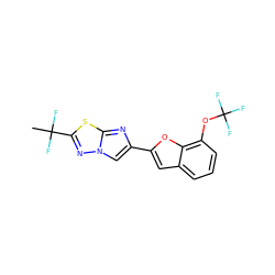 CC(F)(F)c1nn2cc(-c3cc4cccc(OC(F)(F)F)c4o3)nc2s1 ZINC000653758355