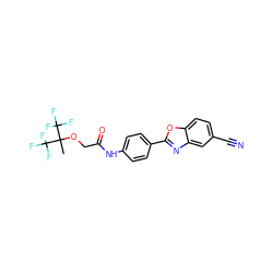 CC(OCC(=O)Nc1ccc(-c2nc3cc(C#N)ccc3o2)cc1)(C(F)(F)F)C(F)(F)F ZINC000045364347