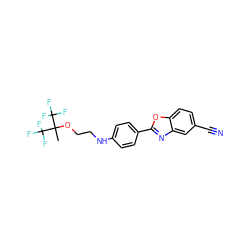 CC(OCCNc1ccc(-c2nc3cc(C#N)ccc3o2)cc1)(C(F)(F)F)C(F)(F)F ZINC000045385179