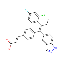 CC/C(=C(/c1ccc(/C=C/C(=O)O)cc1)c1ccc2[nH]ncc2c1)c1ccc(F)cc1Cl ZINC000114545220