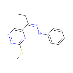 CC/C(=N/Nc1ccccc1)c1cnnc(SC)n1 ZINC000004649436