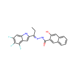 CC/C(=N\NC(=O)c1cc2ccccc2cc1O)c1cc2c(F)c(F)c(F)cc2[nH]1 ZINC000095562119