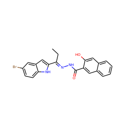 CC/C(=N\NC(=O)c1cc2ccccc2cc1O)c1cc2cc(Br)ccc2[nH]1 ZINC000095559423