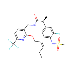 CC/C=C\COc1nc(C(F)(F)F)ccc1CNC(=O)[C@@H](C)c1ccc(NS(C)(=O)=O)c(F)c1 ZINC000096270970