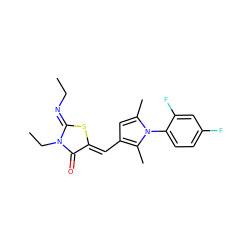 CC/N=C1\S/C(=C\c2cc(C)n(-c3ccc(F)cc3F)c2C)C(=O)N1CC ZINC000073139562