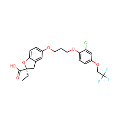 CC[C@@]1(C(=O)O)Cc2cc(OCCCOc3ccc(OCC(F)(F)F)cc3Cl)ccc2O1 ZINC000013671815