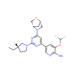 CC[C@@]1(F)CCN(c2nc(-c3cnc(N)c(OC(F)F)c3)cc(N3C[C@@H]4C[C@H]3CO4)n2)C1 ZINC000653665376