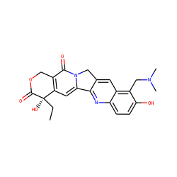 CC[C@@]1(O)C(=O)OCc2c1cc1n(c2=O)Cc2cc3c(CN(C)C)c(O)ccc3nc2-1 ZINC000001611274