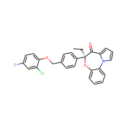 CC[C@@]1(c2ccc(COc3ccc(I)cc3Cl)cc2)Oc2ccccc2-n2cccc2C1=O ZINC000066123053