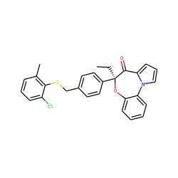 CC[C@@]1(c2ccc(CSc3c(C)cccc3Cl)cc2)Oc2ccccc2-n2cccc2C1=O ZINC000066123046