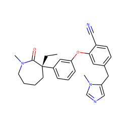 CC[C@@]1(c2cccc(Oc3cc(Cc4cncn4C)ccc3C#N)c2)CCCCN(C)C1=O ZINC000013523477