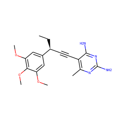 CC[C@@H](C#Cc1c(C)nc(N)nc1N)c1cc(OC)c(OC)c(OC)c1 ZINC000045285645