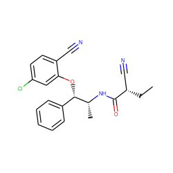 CC[C@@H](C#N)C(=O)N[C@H](C)[C@@H](Oc1cc(Cl)ccc1C#N)c1ccccc1 ZINC000029391964