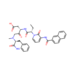 CC[C@@H](C(=O)N[C@@H](CC(=O)O)C(=O)CN(C)[C@@H](Cc1ccccc1)C(N)=O)n1cccc(NC(=O)c2ccc3ccccc3c2)c1=O ZINC000028097610