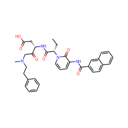 CC[C@@H](C(=O)N[C@@H](CC(=O)O)C(=O)CN(C)CCc1ccccc1)n1cccc(NC(=O)c2ccc3ccccc3c2)c1=O ZINC000028089687
