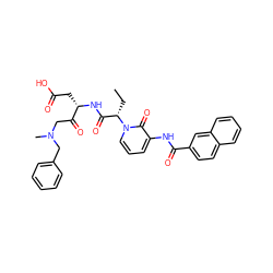 CC[C@@H](C(=O)N[C@@H](CC(=O)O)C(=O)CN(C)Cc1ccccc1)n1cccc(NC(=O)c2ccc3ccccc3c2)c1=O ZINC000028013700