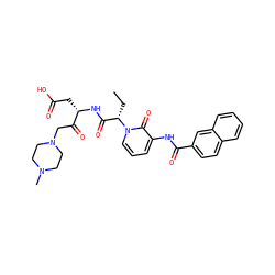 CC[C@@H](C(=O)N[C@@H](CC(=O)O)C(=O)CN1CCN(C)CC1)n1cccc(NC(=O)c2ccc3ccccc3c2)c1=O ZINC000028016753