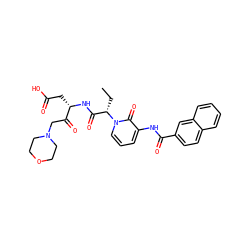 CC[C@@H](C(=O)N[C@@H](CC(=O)O)C(=O)CN1CCOCC1)n1cccc(NC(=O)c2ccc3ccccc3c2)c1=O ZINC000028019971