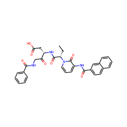 CC[C@@H](C(=O)N[C@@H](CC(=O)O)C(=O)CNC(=O)c1ccccc1)n1cccc(NC(=O)c2ccc3ccccc3c2)c1=O ZINC000028015128