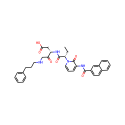 CC[C@@H](C(=O)N[C@@H](CC(=O)O)C(=O)CNCCCc1ccccc1)n1cccc(NC(=O)c2ccc3ccccc3c2)c1=O ZINC000028021875
