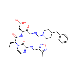 CC[C@@H](C(=O)N[C@@H](CC(=O)O)C(=O)CNCN1CCC(Cc2ccccc2)CC1)n1ccnc(NCc2nonc2C)c1=O ZINC000028132760