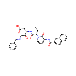 CC[C@@H](C(=O)N[C@@H](CC(=O)O)C(=O)CNCc1ccccc1)n1cccc(NC(=O)c2ccc3ccccc3c2)c1=O ZINC000028022237