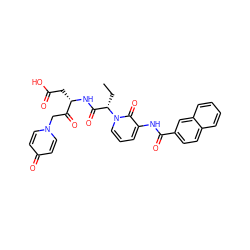 CC[C@@H](C(=O)N[C@@H](CC(=O)O)C(=O)Cn1ccc(=O)cc1)n1cccc(NC(=O)c2ccc3ccccc3c2)c1=O ZINC000028013680