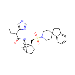 CC[C@@H](C(=O)N[C@H]1C[C@H]2CC[C@]1(CS(=O)(=O)N1CCC3(CCc4ccccc43)CC1)C2(C)C)c1c[nH]cn1 ZINC000027322669