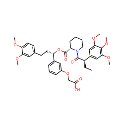 CC[C@@H](C(=O)N1CCCC[C@H]1C(=O)O[C@@H](CCc1ccc(OC)c(OC)c1)c1cccc(OCC(=O)O)c1)c1cc(OC)c(OC)c(OC)c1 ZINC000034799749