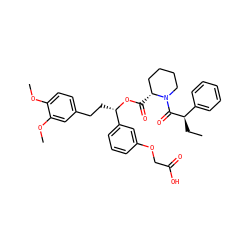 CC[C@@H](C(=O)N1CCCC[C@H]1C(=O)O[C@@H](CCc1ccc(OC)c(OC)c1)c1cccc(OCC(=O)O)c1)c1ccccc1 ZINC000034799777