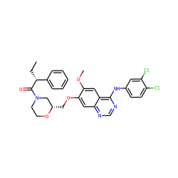 CC[C@@H](C(=O)N1CCO[C@@H](COc2cc3ncnc(Nc4ccc(Cl)c(Cl)c4)c3cc2OC)C1)c1ccccc1 ZINC000114827768