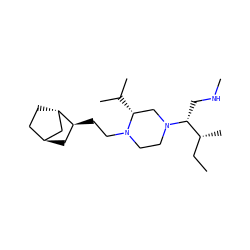 CC[C@@H](C)[C@@H](CNC)N1CCN(CC[C@H]2C[C@H]3CC[C@H]2C3)[C@H](C(C)C)C1 ZINC000253679049