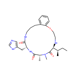 CC[C@@H](C)[C@@H]1NCCOc2ccccc2CCCNC(=O)[C@@H](Cc2cnc[nH]2)NC(=O)[C@@H](C)N(C)C1=O ZINC001772577748