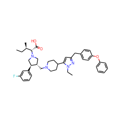 CC[C@@H](C)[C@H](C(=O)O)N1C[C@H](CN2CCC(c3cc(Cc4ccc(Oc5ccccc5)cc4)nn3CC)CC2)[C@@H](c2cccc(F)c2)C1 ZINC000028007098