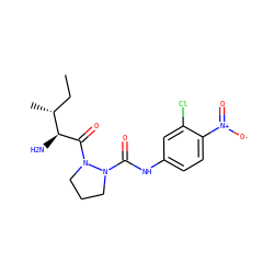 CC[C@@H](C)[C@H](N)C(=O)N1CCCN1C(=O)Nc1ccc([N+](=O)[O-])c(Cl)c1 ZINC000028130611