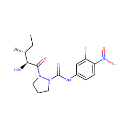 CC[C@@H](C)[C@H](N)C(=O)N1CCCN1C(=O)Nc1ccc([N+](=O)[O-])c(F)c1 ZINC000028130766