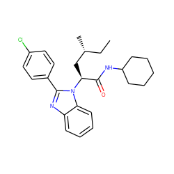 CC[C@@H](C)C[C@@H](C(=O)NC1CCCCC1)n1c(-c2ccc(Cl)cc2)nc2ccccc21 ZINC000066252157