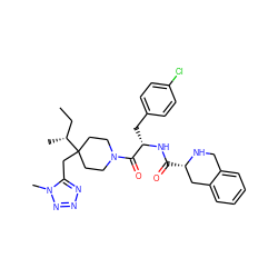 CC[C@@H](C)C1(Cc2nnnn2C)CCN(C(=O)[C@H](Cc2ccc(Cl)cc2)NC(=O)[C@H]2Cc3ccccc3CN2)CC1 ZINC000028949832