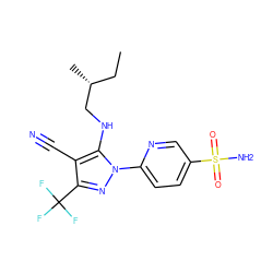 CC[C@@H](C)CNc1c(C#N)c(C(F)(F)F)nn1-c1ccc(S(N)(=O)=O)cn1 ZINC000028563396