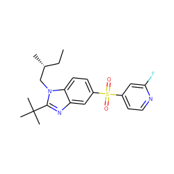 CC[C@@H](C)Cn1c(C(C)(C)C)nc2cc(S(=O)(=O)c3ccnc(F)c3)ccc21 ZINC000169310798