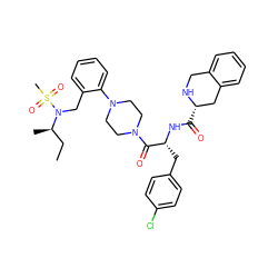 CC[C@@H](C)N(Cc1ccccc1N1CCN(C(=O)[C@@H](Cc2ccc(Cl)cc2)NC(=O)[C@H]2Cc3ccccc3CN2)CC1)S(C)(=O)=O ZINC000027207448