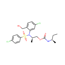 CC[C@@H](C)NC(=O)OC[C@@H](C)N(c1cc(Cl)ccc1CO)S(=O)(=O)c1ccc(Cl)cc1 ZINC000028976066